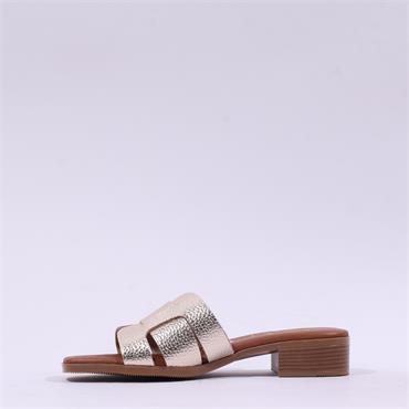 Oh My Sandals Low Heel Mule Slider - Gold